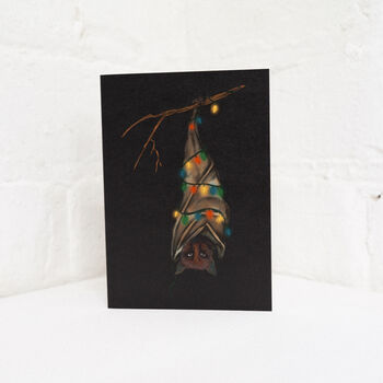 Bat With Lights Gothic Christmas Card, 2 of 3