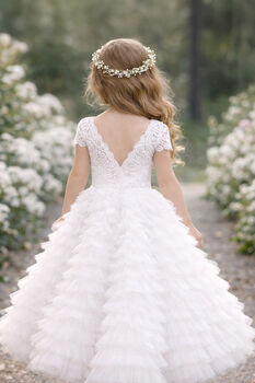 Ophelia In Ivory White Party Girl Or Flower Girl Dress, 2 of 8