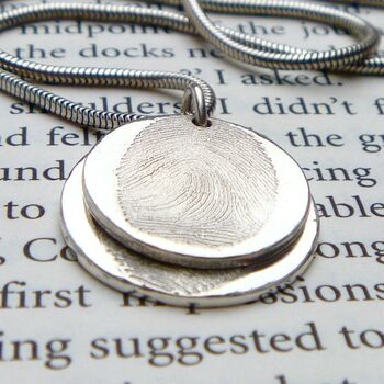 Double Descending Fingerprint Recycled Silver Necklace, 2 of 8
