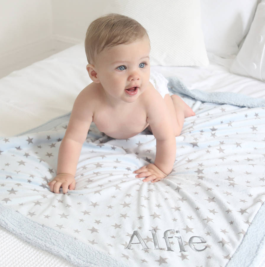 Personalised Star Fleece Blanket Blue By My 1st Years