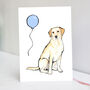 Yellow Labrador Birthday Card With Balloon, thumbnail 1 of 9