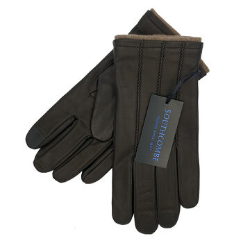 Denham. Men's Cashmere Lined Leather Touchscreen Gloves, 3 of 7