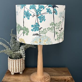 Hedgerow Pistachio And Teal Botanical Drum Lampshades, 9 of 10
