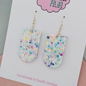 Classic Glitter Spring Drop Statement Resin Earrings, 6 of 8