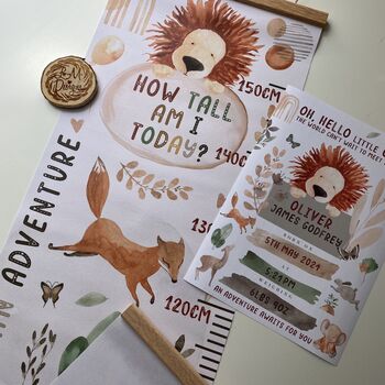 Personalised Keepsake Birth Print Lion And Friends, 2 of 5