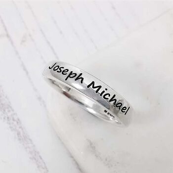 Personalised Unisex Solid Silver Message Ring, 3 of 8