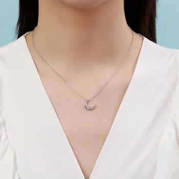 Crescent Moon With Starburst Cz Necklace, 2 of 11
