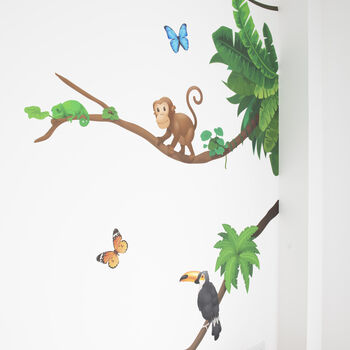 Jungle Monkey Children's Fabric Wall Sticker Set, 3 of 12