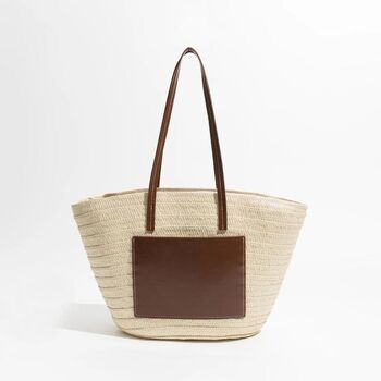 Tatiana Brown Pecan Ombré Straw Bucket Beach Bag, 2 of 4