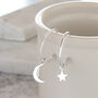 Half Hoop Earrings With Moon And Star Sterling Silver, thumbnail 2 of 4