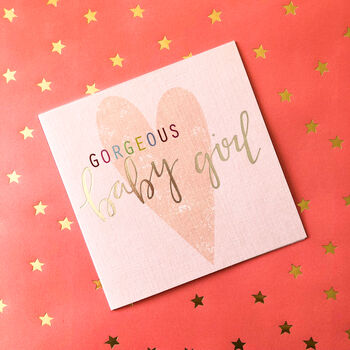 Baby Girl Card With Silver Foiled Writing, 2 of 5