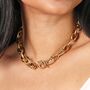 Stainless Steel Dual Link Chain Necklace In Gold, thumbnail 2 of 4