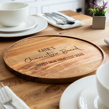Personalised Charcuterie Board Round Acacia Wood, 3 of 5