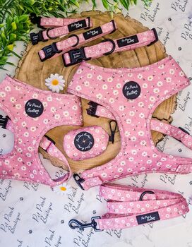 Dusky Pink Daisies Floral Dog Collar, 7 of 8