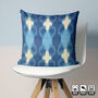 Handwoven Ikat Pillow Cover With Blue Tones, thumbnail 4 of 8