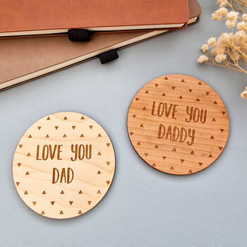 Personalised Wooden Love You Dad Coaster, Fathers Day, 4 of 5