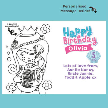 Personalised Mermaid Birthday Card For Any Age, 2 of 5