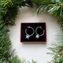 Medium Open Hoop Earrings With Stars, thumbnail 2 of 2