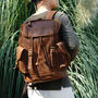 Genuine Leather Backpack In Russet Brown, thumbnail 2 of 12