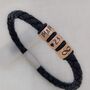 Personalised Braided Leather Bracelet With Engraved Rings – Christmas Gifts For Men, thumbnail 4 of 9