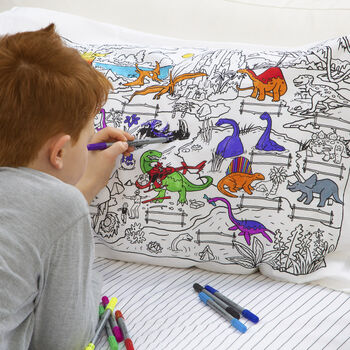 Dinosaur Pillowcase Kit + 10 Pens, Colour In And Learn, 2 of 6