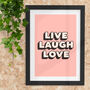 Live Laugh Love Inspirational Typography Print 1a, thumbnail 1 of 2