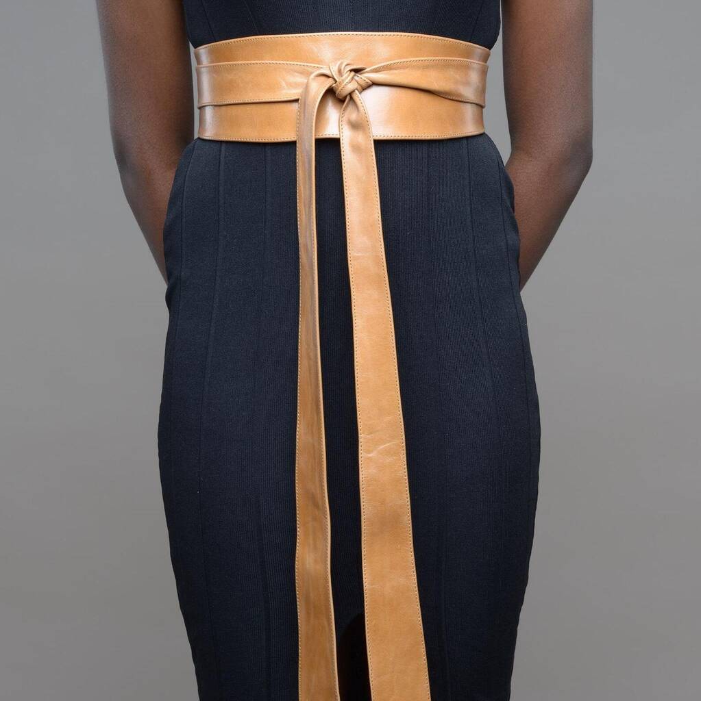 Tan Handmade Leather Wrap Belt One Size By Gitas Portal London
