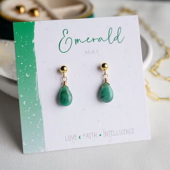 Emerald Stud Earrings, May Birthstone Jewellery, 2 of 8