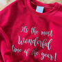 Embroidered 'The Most Wonderful Time' Christmas Jumper, thumbnail 2 of 5