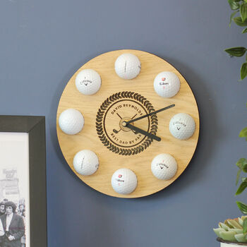 Personalised Golf Ball Clock Wall Art Gift For Men, 7 of 7