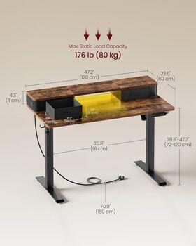 Electric Standing Desk With Built In Power Strip, 2 of 8