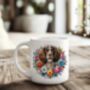 Personalised Springer Spaniel Summer Floral Dog Wreath Cushion And Mug Bundle, thumbnail 2 of 4