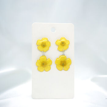Buttercup Pressed Flower Sterling Silver Studs, 8 of 10