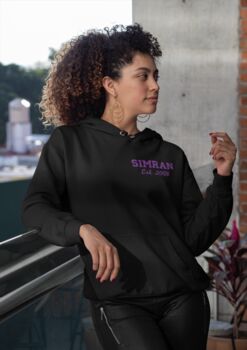 Personalised Name And Date Unisex Hoodie, 9 of 12