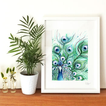 Inky Peacock Illustration Print, 5 of 8
