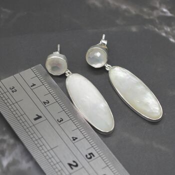 Mother Of Pearl Earrings: Doublet, White Gemstone Drop, 6 of 6