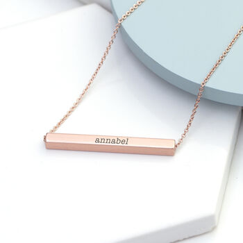 Personalised Rose Gold Plated Bar Necklace, 3 of 12