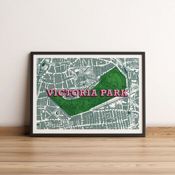 Victoria Park East London Map Screen Print, 3 of 3