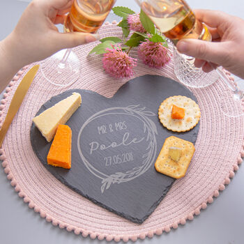 Personalised Couples Heart Slate Serving Board, 2 of 5