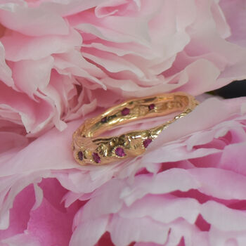Fair Mined Gold Eternity Ring Set With Rubies, 6 of 7
