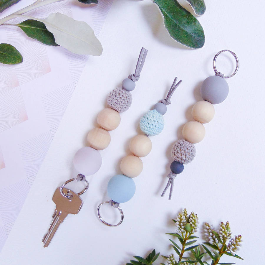 Wooden Bead Keyring By Little Bird Designs