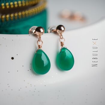 Green Onyx Crystal Earrings, 2 of 12