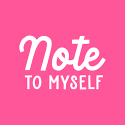 Note to myself logo, a mustard circle with white text