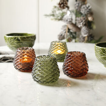 Pinecone Glass Christmas Tealight, 2 of 2