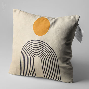 Abstract Ecru Geometric Cushion Cover With Orange Black, 3 of 7