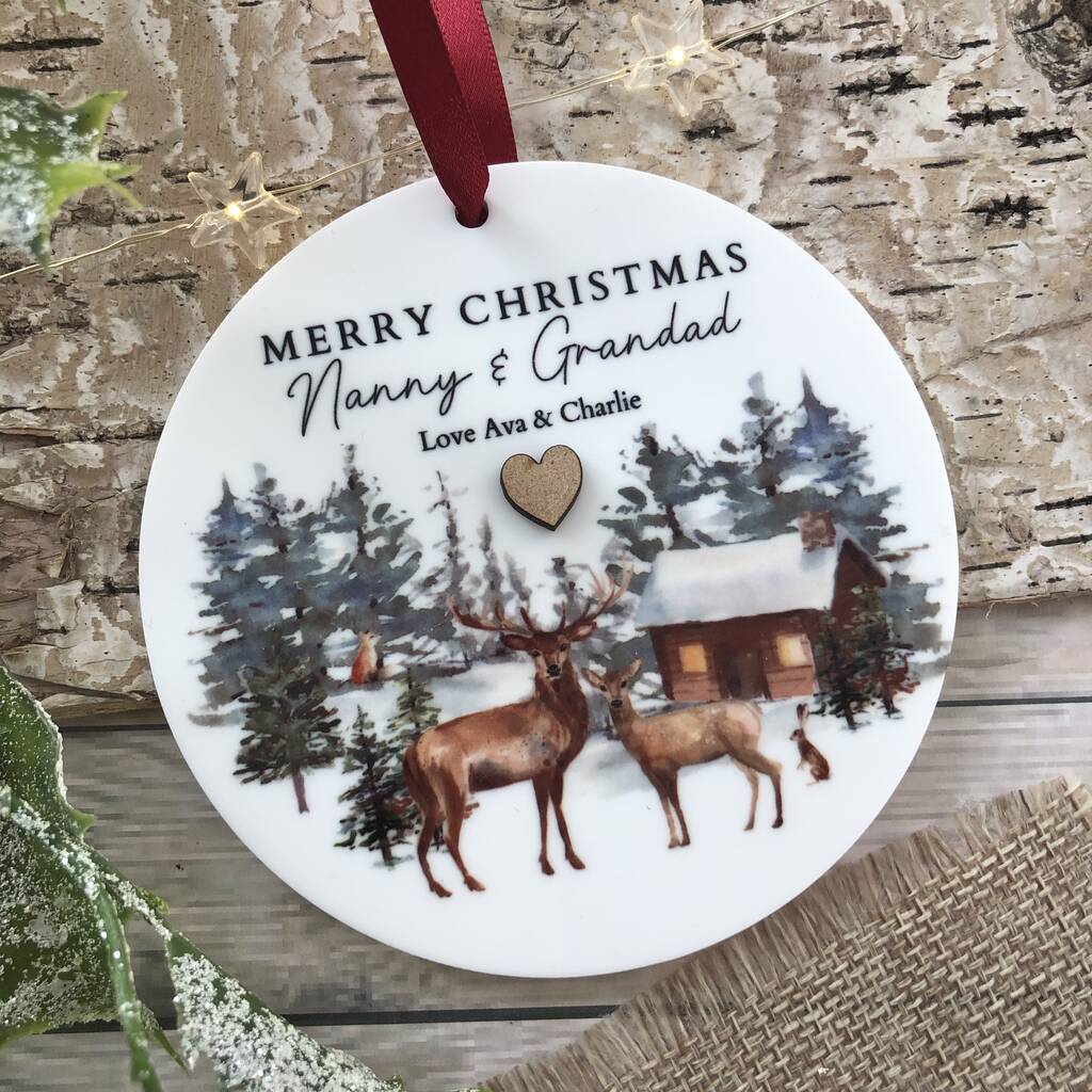 Grandparents Stag Christmas Decoration Personalised, 1 of 3