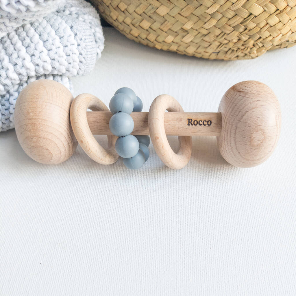 Personalised Wooden Baby Rattle Montessori Inspired, 1 of 5