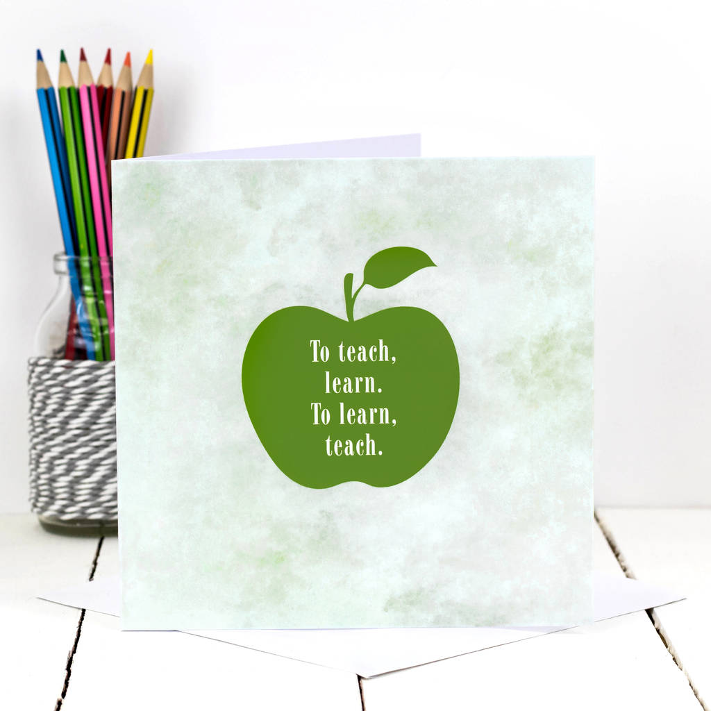 teacher card with green apple by coulson macleod | notonthehighstreet.com