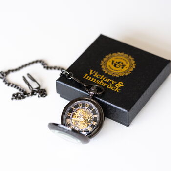 Steampunk Pocket Watch Gunmetal Black; The Stephenson, 5 of 6