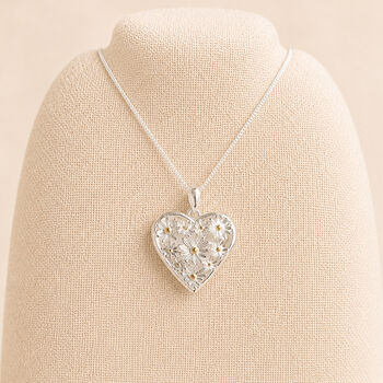 Personalised Sterling Silver Daisy Heart Locket, 4 of 9